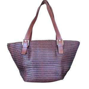 Brown Woven Leather Handbag Shoulder